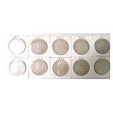 Lot of 7 Morgan and 3 Peace silver dollars