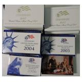 Lot of US proof sets: 3 - 2003, 6 - 2004,
