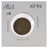 1863 Indian cent, XF45