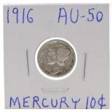 1916 Mercury dime AU50