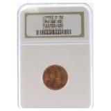 1953-D Lincoln cent NGC MS66RD