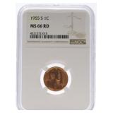1955-S Lincoln cent NGC MS66RD