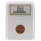 1951-D Lincoln cent NGC MS66RD