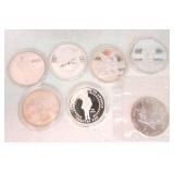 Lot of 7 - 1oz .999 silver rounds