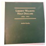 Walking Liberty half album 1916-47, 35 coins