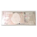 .999 silver $100 note bar