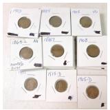 Lot of 60 Indian head and 2 - 1915-D Lincoln cents