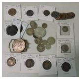 Lot of assorted foreign coins, many silver, and