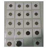 Page of 19 foreign coins, some silver