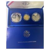 1986 US Liberty 3 coin set, $5 gold proof,