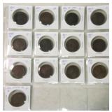 Lot of 13 large cents, 1841-55