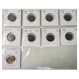 Lot of 9 Indian cents 1859-1906
