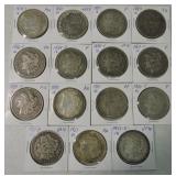 Lot of 15 Morgan dollars, 1878-1921