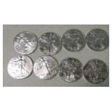 Lot of 8 silver eagles