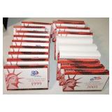 Lot of 20 US silver proof sets:  4 - 1999, 2000,