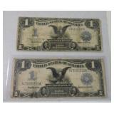 Lot of 2 - 1886 $1 Black Eagle silver certificates