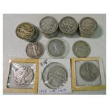 Lot of 43 Walking Liberty halves