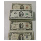 US currency lot: 13 - 1957 $1 silver certificates,