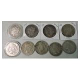 Lot of 4 Morgan and 5 Peace dollars
