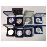 Lot of 6 - 1oz silver eagles (2 enameled) and
