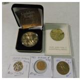 Lot of 5 gold plated coins: 2013 silver eagle,