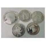 Lot of 5 - 1oz .999 silver rounds