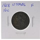 1828 half cent, 12 stars, F