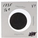 1835 half cent, VF