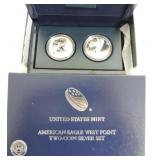 2012 American Eagle West Point two coin silver set