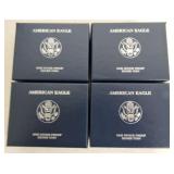 Lot of 4 silver eagle proofs: 2007, 2008, 2- 2010