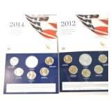 2012 & 2014 US Mint Annual Unc dollar sets