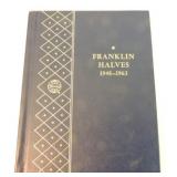 Franklin half album 1948-63, 27 coins, average
