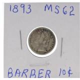 1893 Barber dime MS62