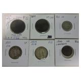 Coin lot: 2 large cents, 1865 three cent nickel,