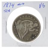 1874 Seated Liberty half, VG