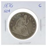 1876 Seated Liberty half, G