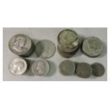 US coin lot: 11 Franklin halves, 10 - 1964 and