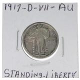 1917-D Ty 2 Standing Liberty quarter, AU