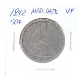 1842 Seated Liberty half, VF