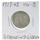 1917 Ty 1 Standing Liberty quarter, VG8