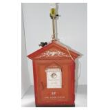 Cast iron fire alarm box made into a table lamp Cast iron fire alarm box made into a table lamp