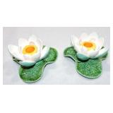 Majolica style Portugal pair of water lily Majolica style Portugal pair of water lily