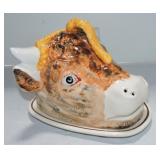 Majolica style cow cheese keeper Majolica style cow cheese keeper