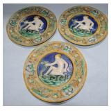 Majolica style lot of 3 plates Majolica style lot of 3 plates