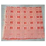 Red and white overshot coverlet, 70"x80" Red and white overshot coverlet, 70"x80"