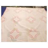 Antique quilt, 82"x71", wear, staining Antique quilt, 82"x71", wear, staining