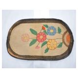Hooked rug, 27"x18", wear Hooked rug, 27"x18", wear