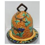 Majolica style beehive cheese keeper, 14" Majolica style beehive cheese keeper, 14"