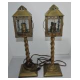 Pair of brass lamps, 19" Pair of brass lamps, 19"