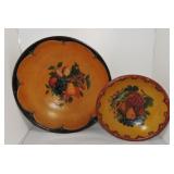Lot of 2 polychrome bowls, 16" and 11" Lot of 2 polychrome bowls, 16" and 11"